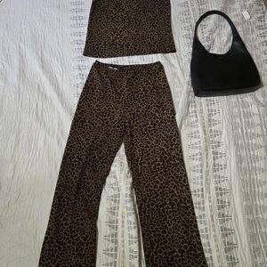 Chic Leopard Print Boot Cut Pants